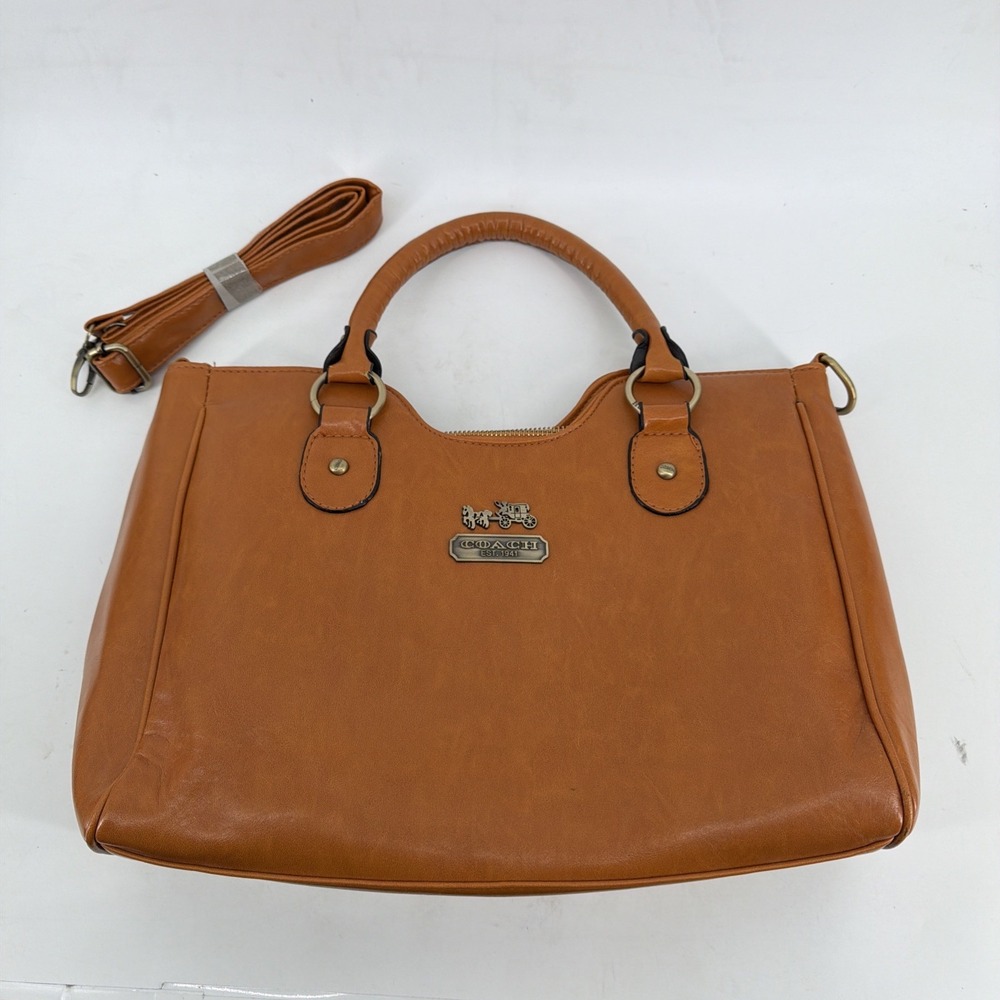 Coach Brown Leather Handbag Shoulder Satchel Purse Tote Bag Good Condition